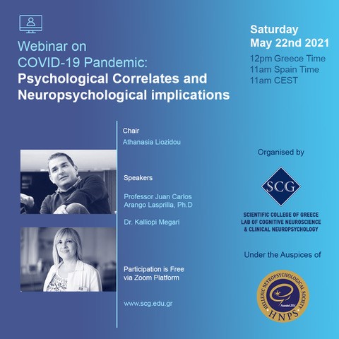 Webinar on COVID-19 Pandemic: Psychological Correlates and Neuropsychological Implications | May 22nd 2021